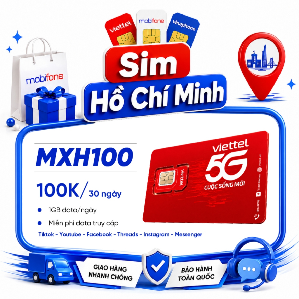 [MXH100] Sim Viettel nguyên kít – hỗ trợ gói MXH100 1GB/NGÀY (Miễn phí truy cập TT, YTB, FB)