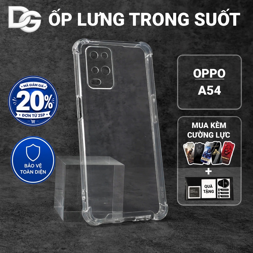 Ốp lưng Oppo A54 4G/5G Dragoncase trơn trong suốt | Ốp điện thoại Oppo dẻo bảo vệ camera đt toàn diệ