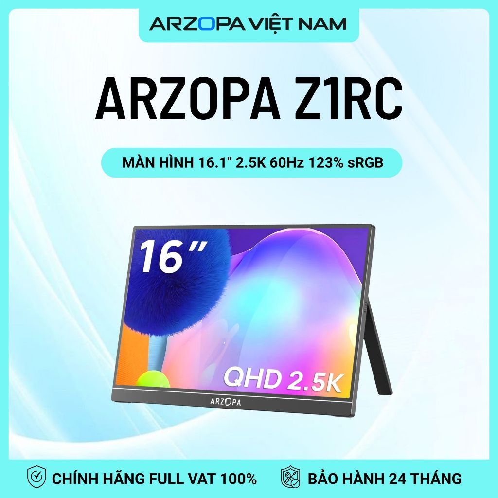 Màn Hình Di Động ARZOPA Z1RC 16" 2.5K IPS | 500 Nits | USB-C HDMI | Full VAT