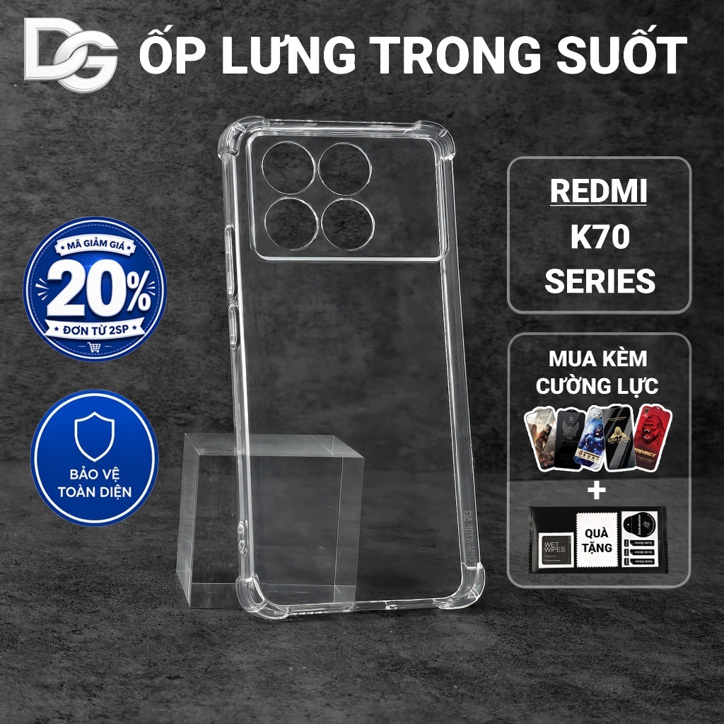 Ốp lưng Redmi K70, K70e, K70 Pro, K70 Ultra Dragoncase trơn trong suốt | Ốp lưng điện thoại Xiaomi d