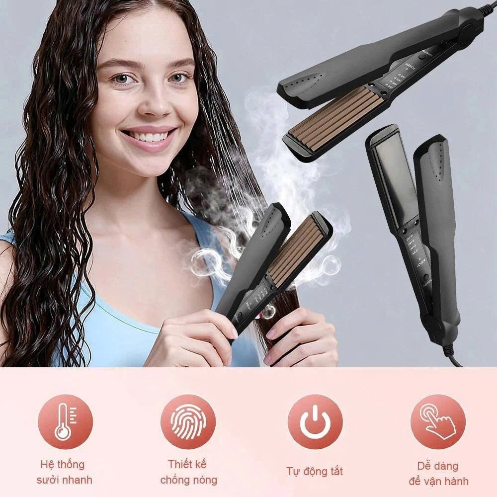 Máy Dập Phồng Chân Tóc Kemei 332, 4 Nhiệt Độ, Tạo Kiểu Phồng Tóc Tự Nhiên, Dễ Sử Dụng