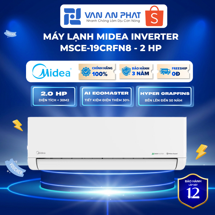 MSCE-19CRFN8 | Máy Lạnh Midea Inverter 2HP MSCE-19CRFN8 – Điều Hòa 2 Ngựa, Làm Lạnh Nhanh, Tiết Kiệm