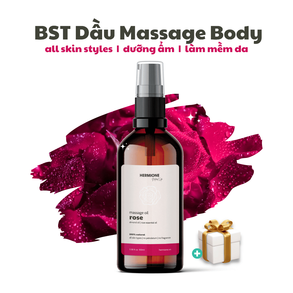 Dầu Massage Body Thiên Nhiên 115ml HERMIONE, Mát Xa Thư Giãn, Dưỡng Da Tự Nhiên, Phù Hợp Cho Mọi Loạ
