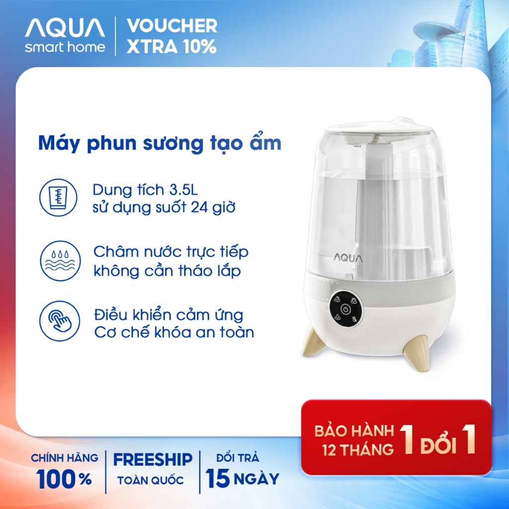 Máy phun sương tạo ẩm AQUA HUS101R 3.5L có khay khuếch tán tinh dầu, phun sương cấp ẩm