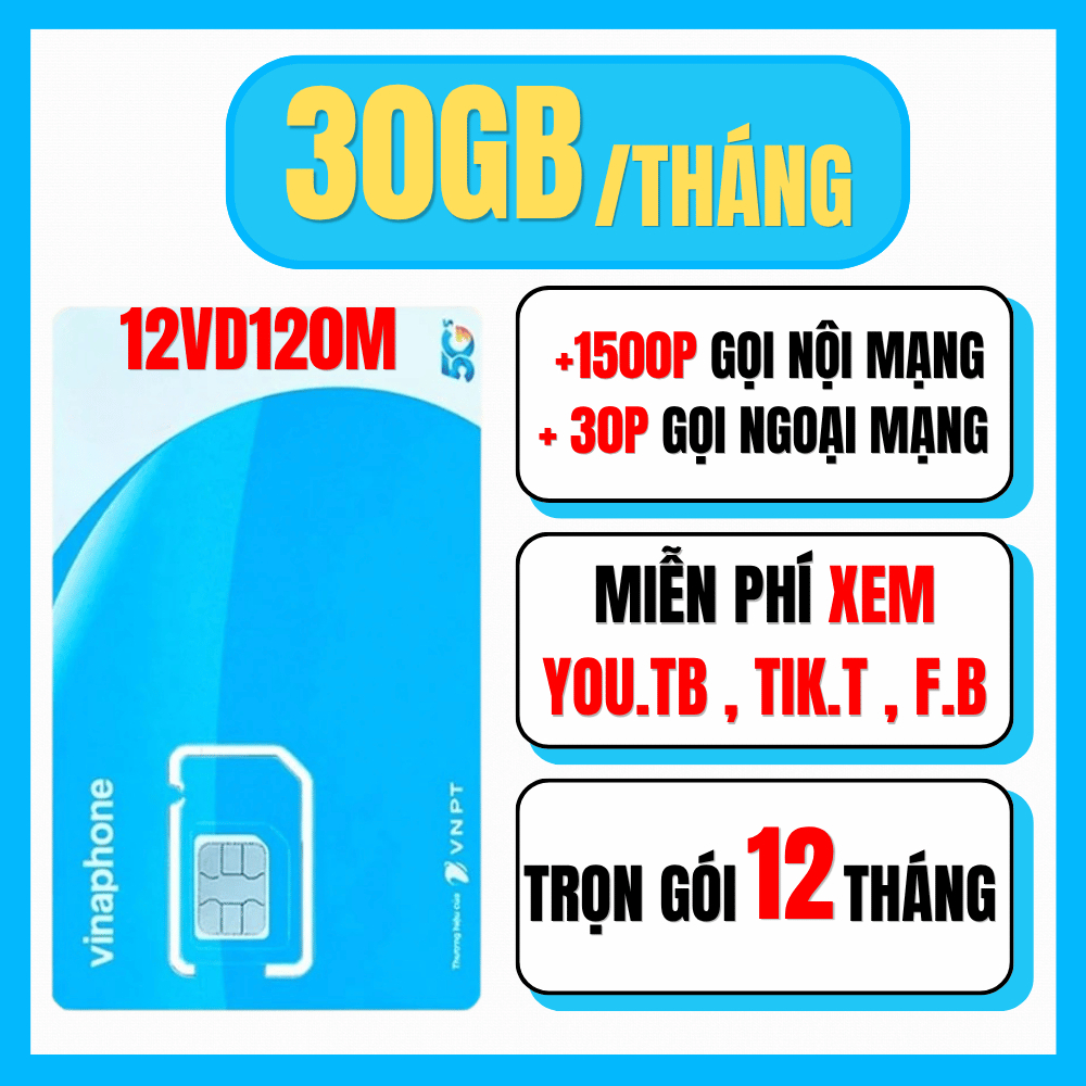 SIM Data VinaPhone 4G 5G Miễn Phí Từ 5GB - 500GB Mỗi Tháng Trọn 12 Tháng, SIM WiFi iPad Camera Ô Tô
