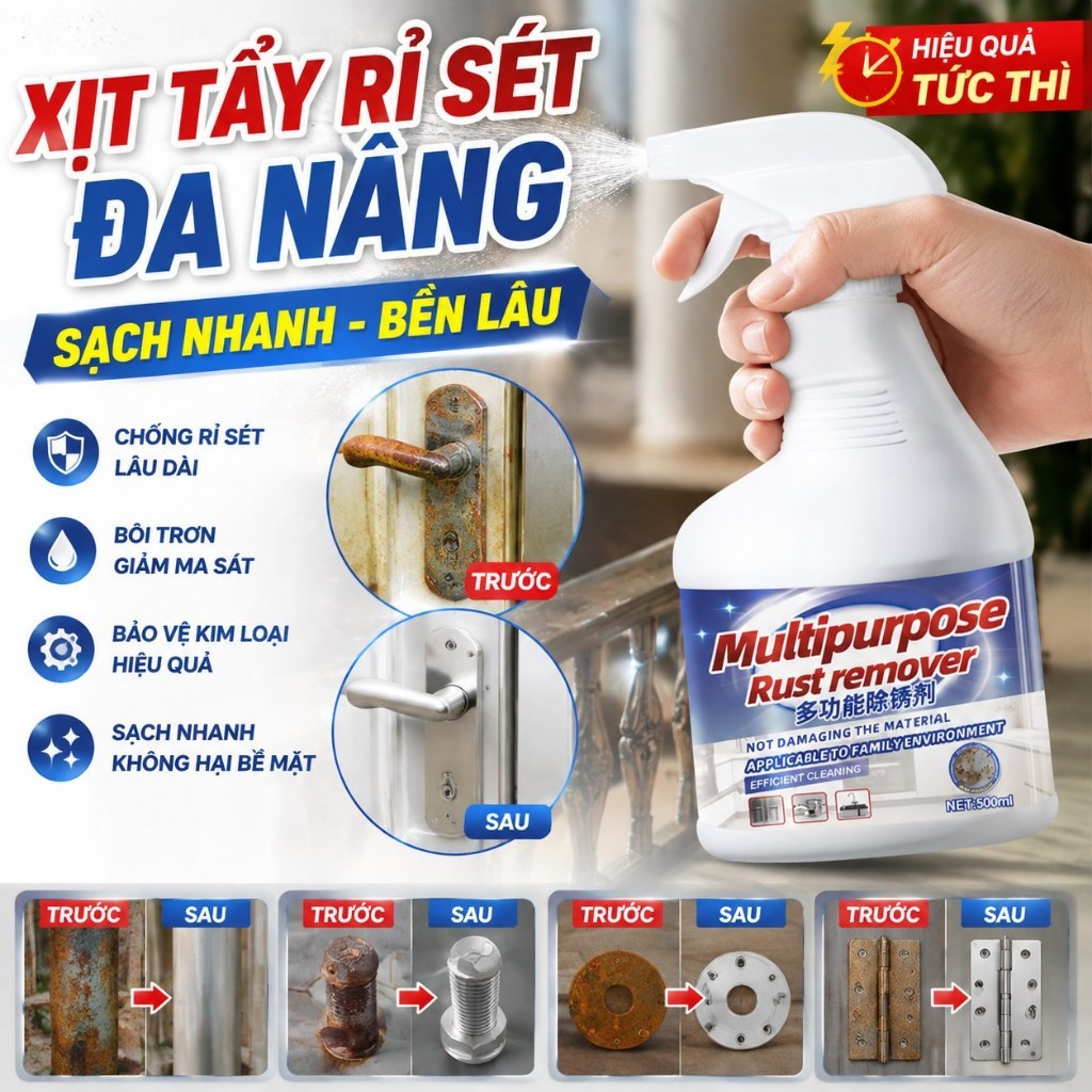 Xịt tẩy rỉ sét, Tẩy rỉ kim loại, Nước tẩy rỉ sét - Tẩy Rỉ Sét, Ố Vàng Trên Kim Loại, Xe Máy, Ô Tô, H