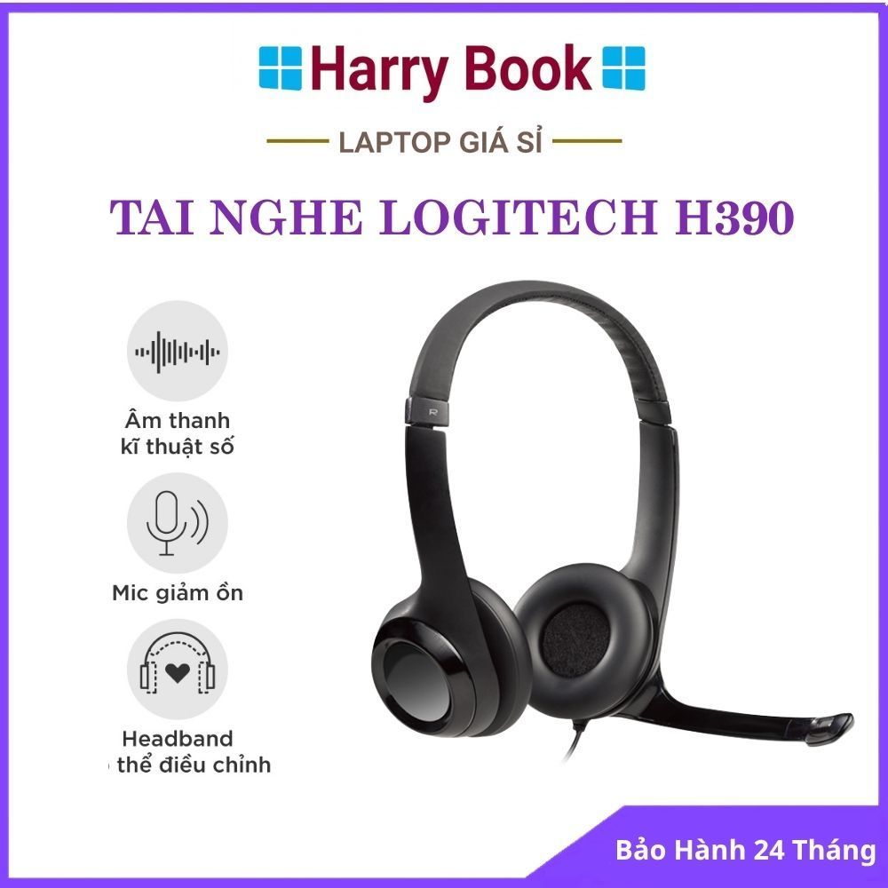 TAI NGHE LOGITECH H390 USB CHÍNH HÃNG CÓ MIC CHỐNG ỒN - TAI NGHE HỌC ONLINE, LÀM VIỆC - BH 24 THÁNG