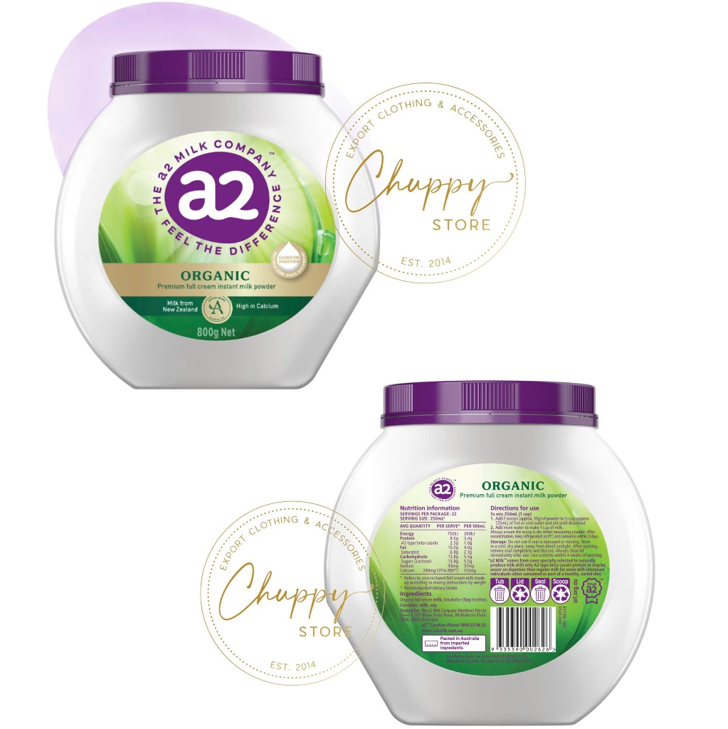 [HÀNG NHẬP ÚC BAY AIR FULL BILL] A2 ORGANIC FULL CREAM MILK POWDER 800G - SỮA BỘT NGUYÊN KEM HỮU CƠ 