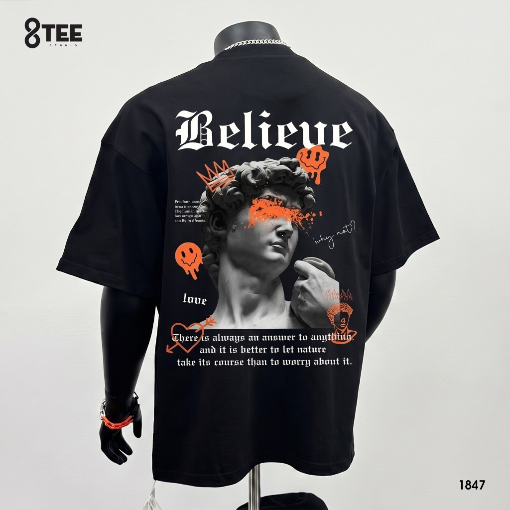 Áo Thun Áo Phông Oversize Form Rộng Unisex Cotton 250gsm Nam Nữ Believe 8Tee Studio THT1847