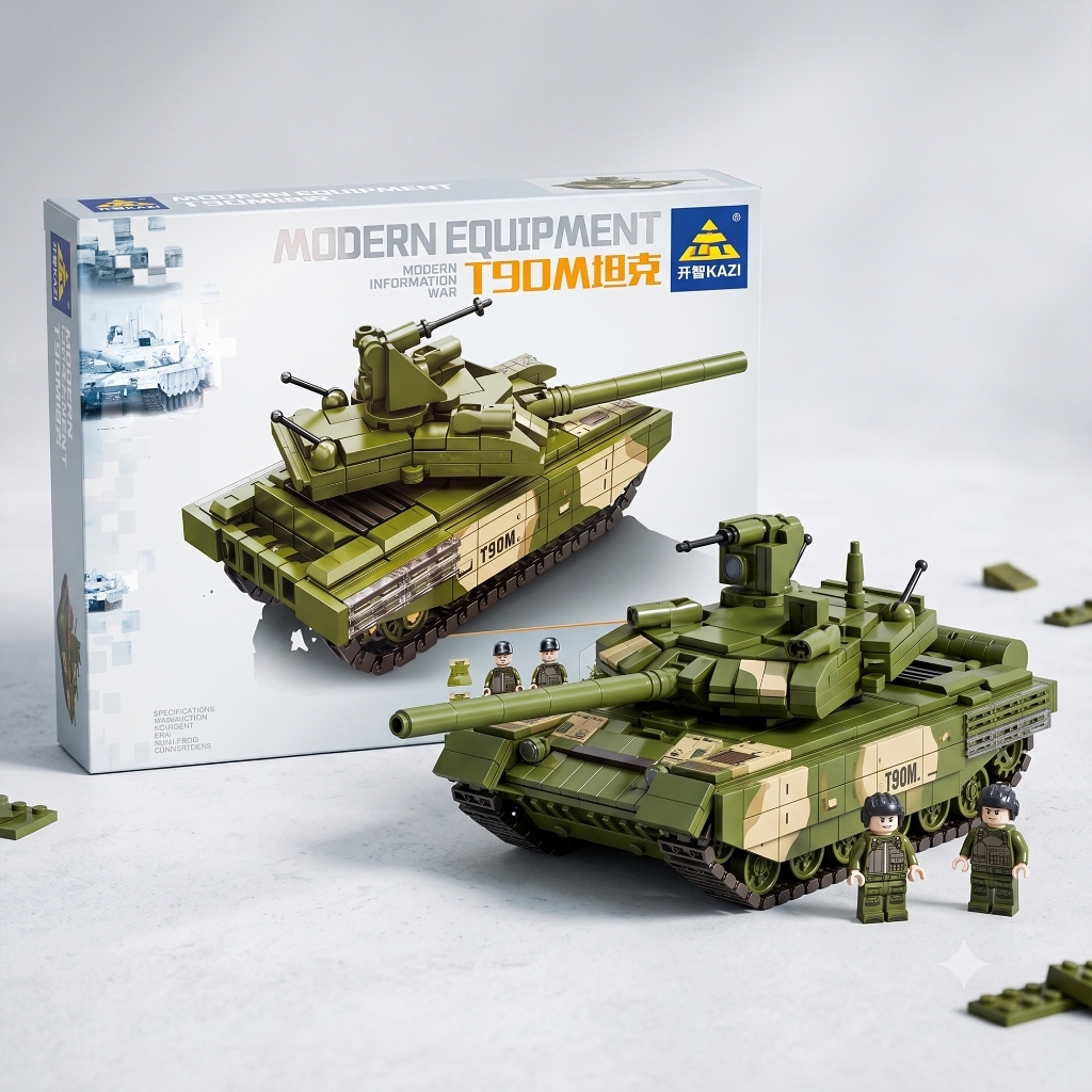 Đồ Chơi Lắp Ráp Xe Tăng T-90M KAZI - Bộ Mô Hình Xe Tăng Chiến Thắng T90M Biến Hình 2 In 1 Quân Sự Ch