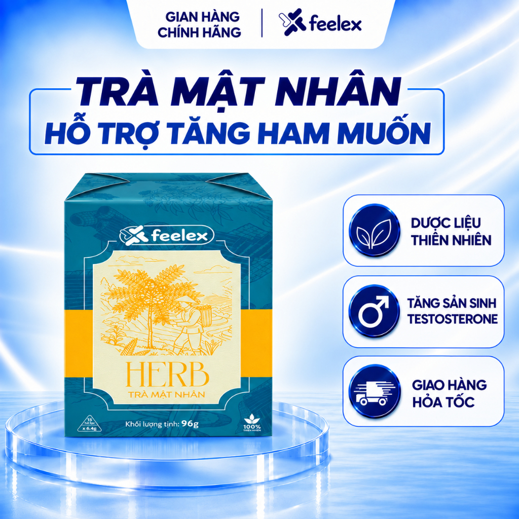 Trà thảo mộc Mật Nhân - TONGKAT ALI tăng cường sức khỏe Feelex Herb Bá Bệnh - hộp 15 gói