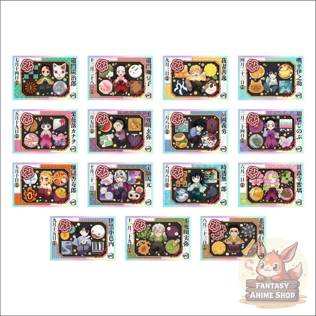 Tranh Shikishi Kimetsu no Yaiba - Thẻ bài nhân vật Tanjiro Nezuko Zenitsu Inosuke trang trí góc học 