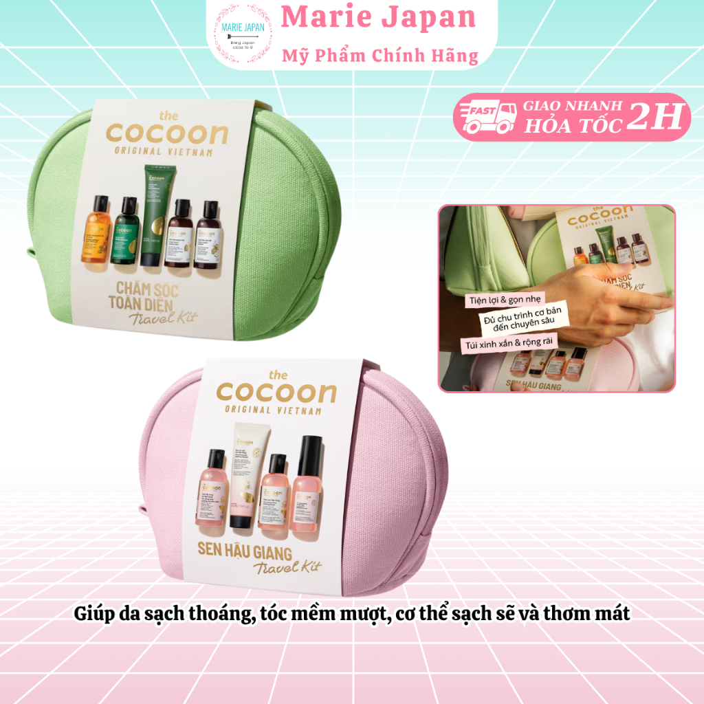 Travel Kit Cocoon Mini – Bộ Chăm Sóc Cá Nhân Nhỏ Gọn, Tiện Lợi, Đầy Đủ Các Bước SkinCare - Marie Jap