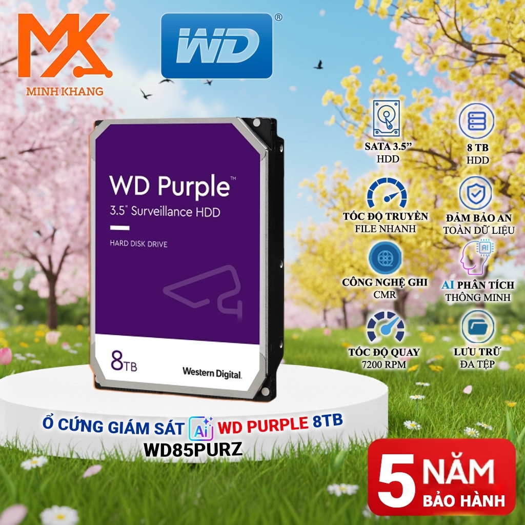 Ổ Cứng WD Purple/WD Purple Pro Western Digital 8TB 10TB HDD SATA 3.5 inch Camera – WD85PURZ WD102PUR