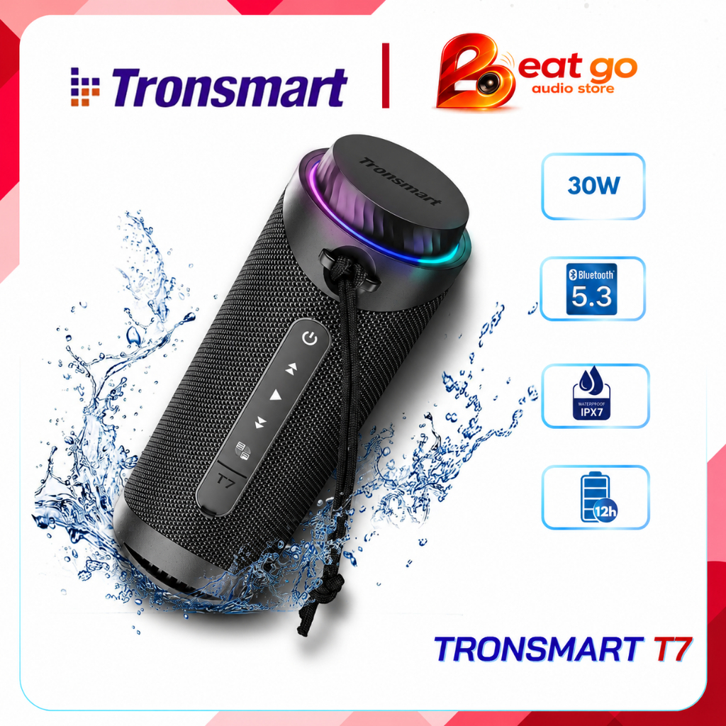 Loa bluetooth Tronsmart T7, chống nước IPX7 Công suất 30W, nghe nhạc 12 giờ, có đèn Led, công nghệ g