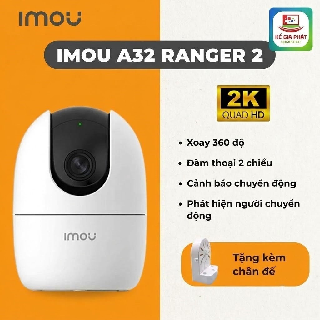 Camera Wifi Imou A32 Ranger 2 (3M) Tặng Đế Chữ L Khoen Đồng- Camera Trong Nhà