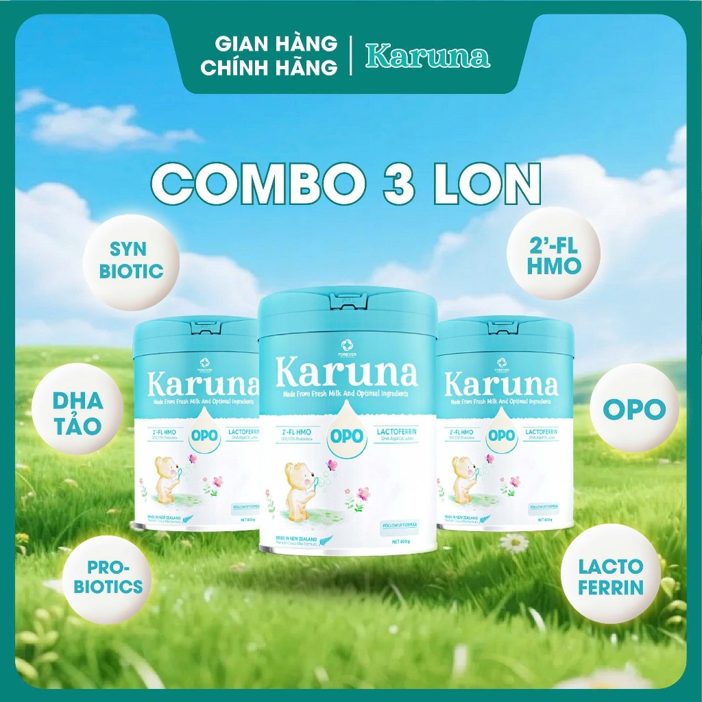 [Date mới] Combo 3 lon Sữa bột công thức Karuna 800g