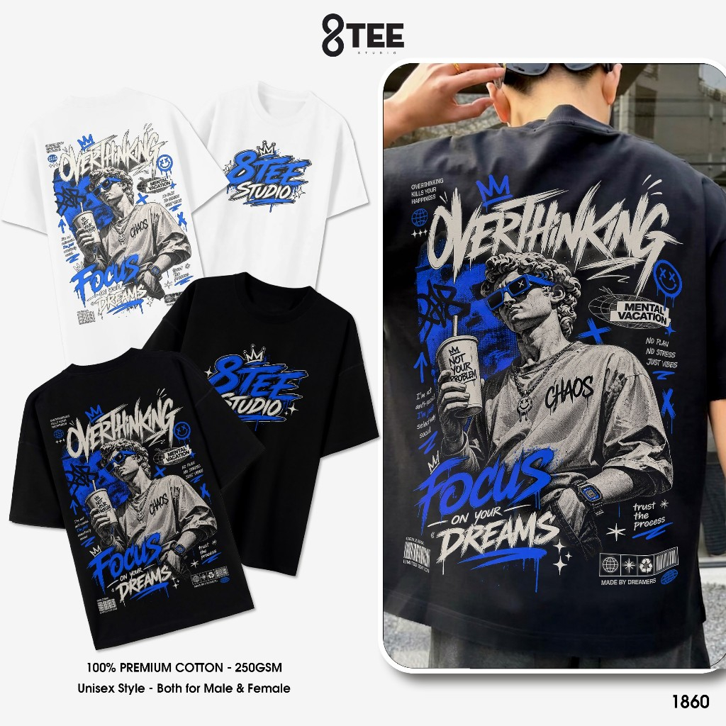Áo Thun Áo Phông Oversize Form Rộng Unisex Cotton 250gsm Nam Nữ OVERTHINKING 8Tee Studio THT1860