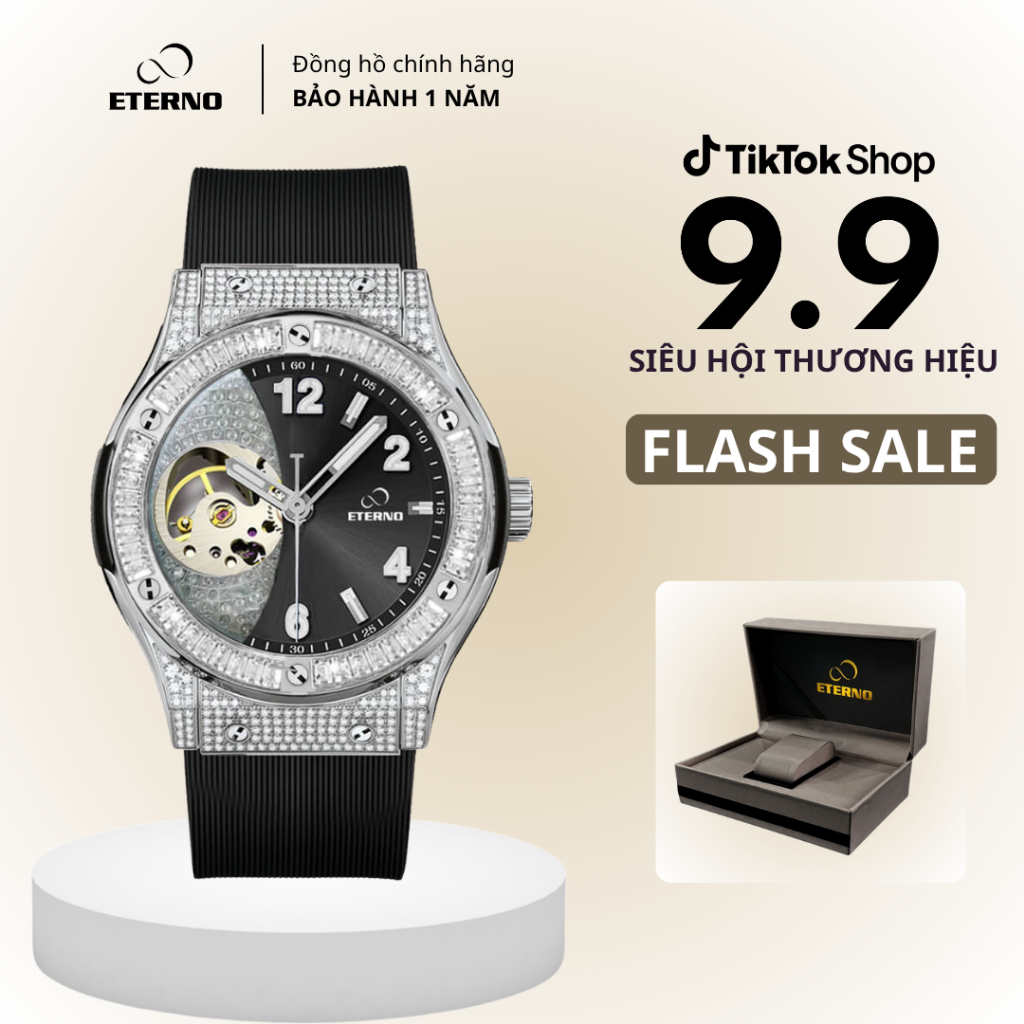 Đồng Hồ Cơ Nam ETERNO E25-0058 Automatic Đính Đá Ống Sang Trọng FULLBOX
