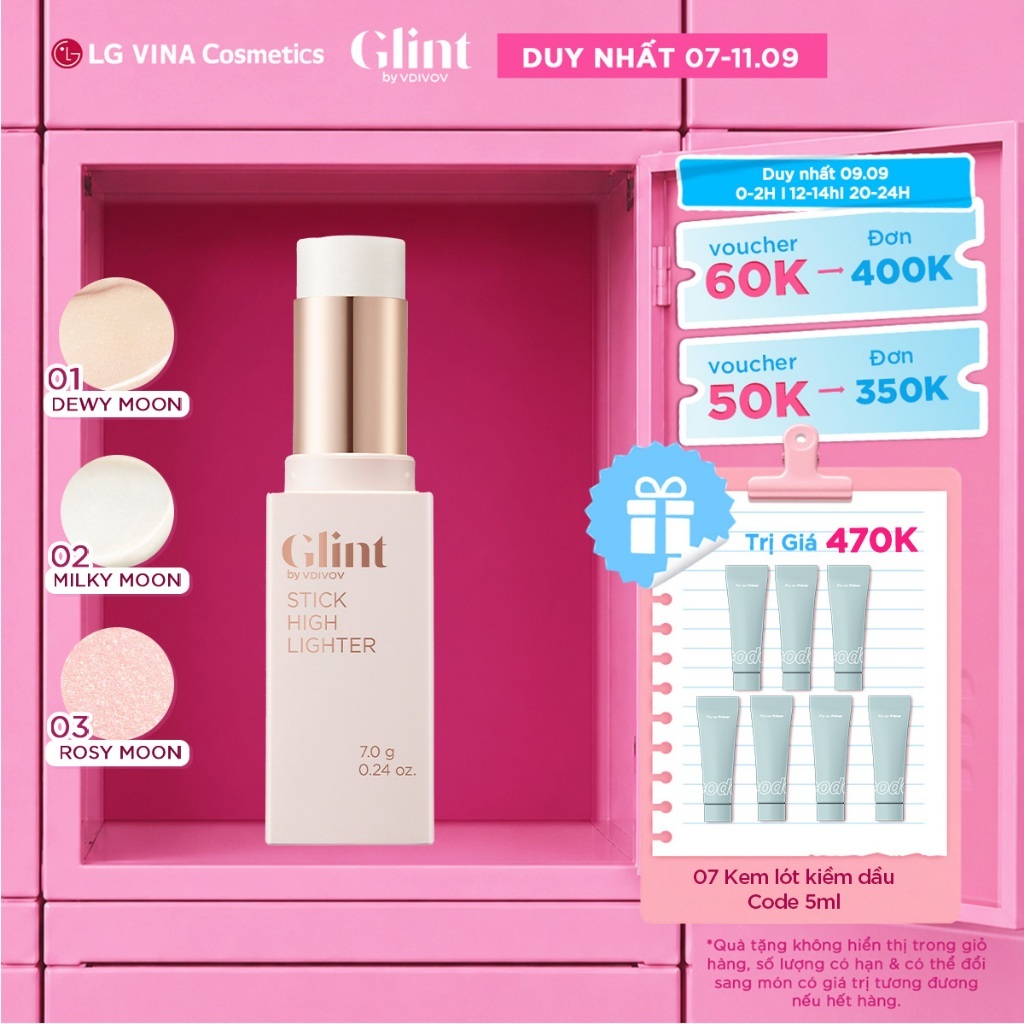 [LG Makeup VN] SVIP Nhũ bắt sáng highlight Glint dạng thỏi 7g chứa bột ngọc trai, tiện lợi