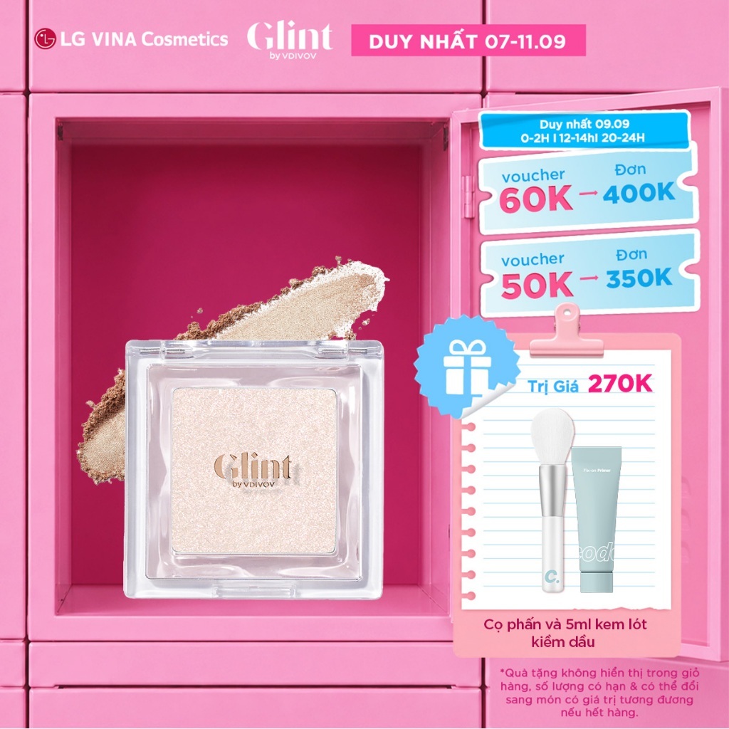 [LG Makeup VN] SVIP Phấn bắt sáng highlight Glint 2.3g chứa bột ngọc trai, đa năng, siêu mịn