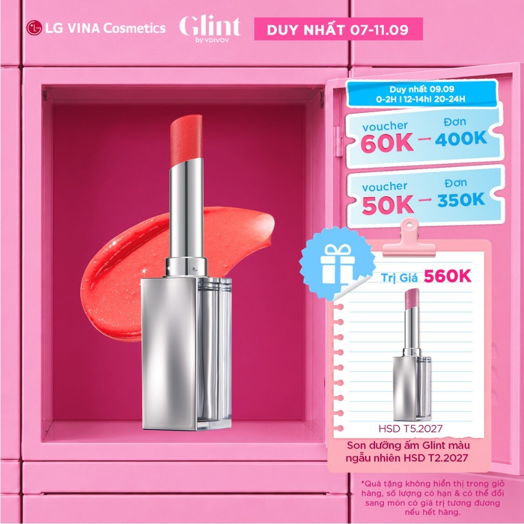 [LG Makeup VN] Son dưỡng môi có màu Glint 3g nguồn gốc thực vật, dưỡng ẩm tạo hiệu ứng căng bóng