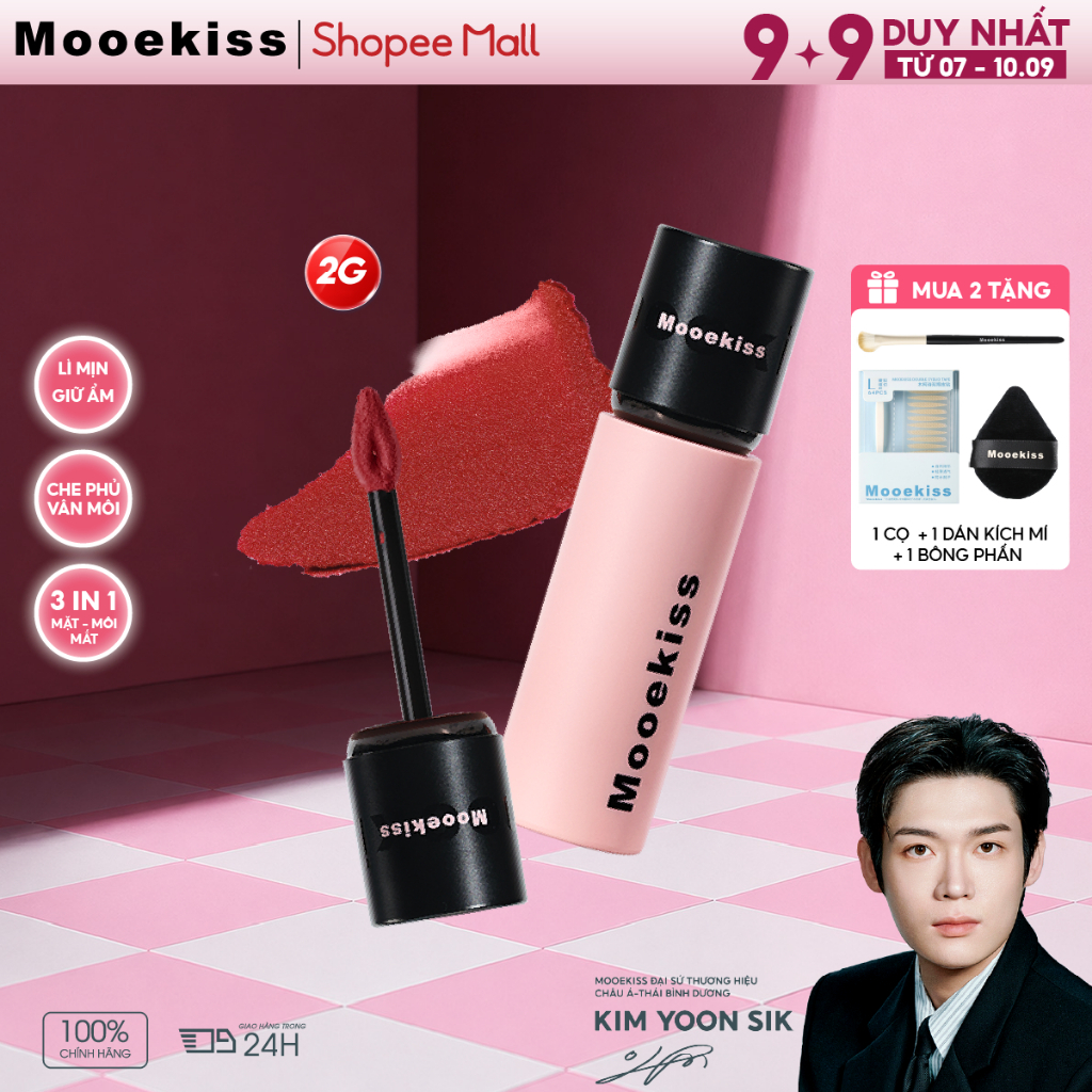 [LIVE] Son Bùn Kem Lì Mooekiss V01 Mịn Mượt Không Khô Môi, Tôn Da Sáng Cho Người Mới Bắt Đầu (2g)