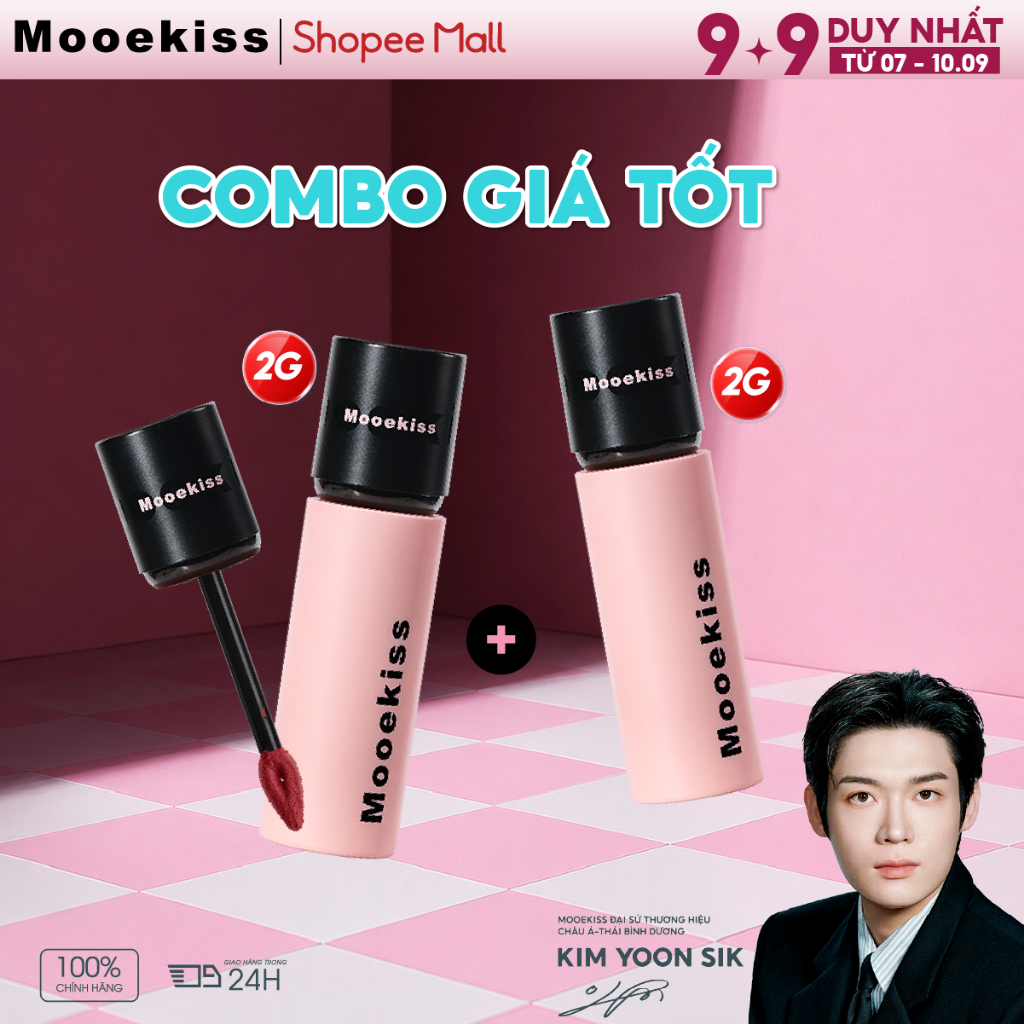 [LIVE] Combo Son lì Mooekiss Lip Creamy Matte giúp tăng tone màu da, dịu nhẹ và dễ sử dụng V01 2gx2