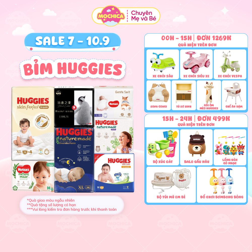 [TỔNG] Tã Bỉm Quần/Dán HUGGIES siêu cao cấp Platinum Nature Made đầy đủ size - Mochica