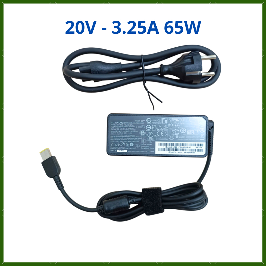 Cục Sạc Laptop Lenovo 20V - 3.25A 65W Cho Lenovo Thinkpad, Thinkbook, Thinkplus, Ideapad, Yoga - Ada