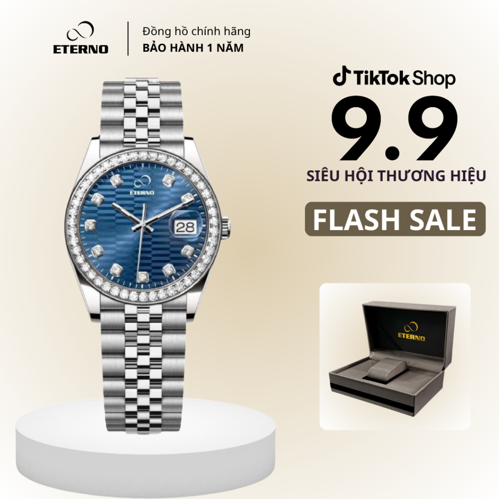 Đồng Hồ Nam - Thương Hiệu ETERNO E26-0104 Dây Thép Sang Trọng, Thiết Kế Tinh Tế