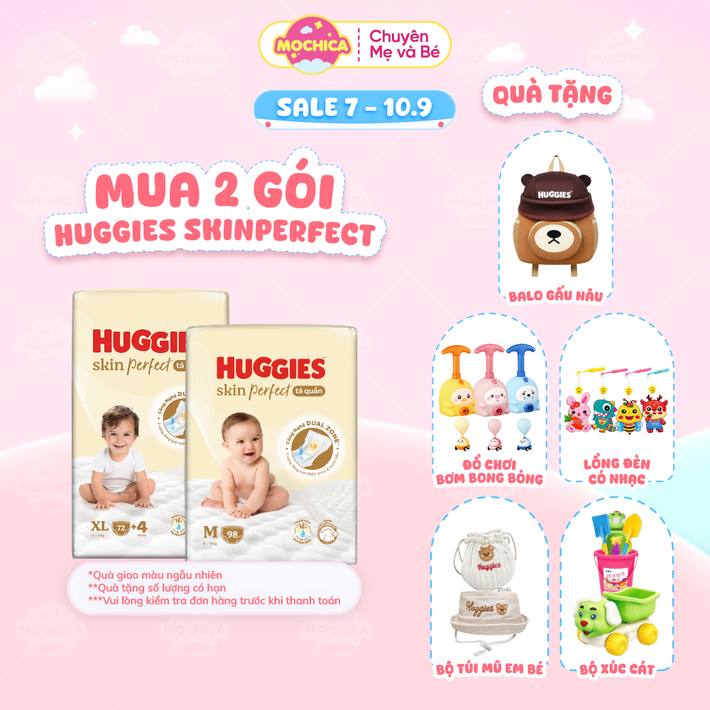 [MUA 2 KÈM QUÀ] Tã bỉm dán / quần Huggies Skin Perfect 2 vùng thấm giảm kích ứng đủ size_Mochica