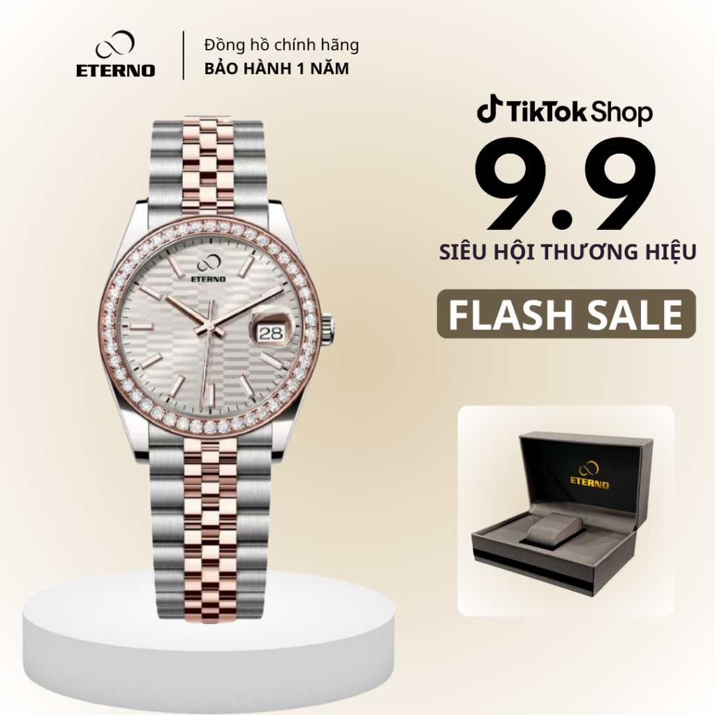 Đồng Hồ Nam - Thương Hiệu ETERNO E26-0105 Dây Thép Sang Trọng, Thiết Kế Tinh Tế