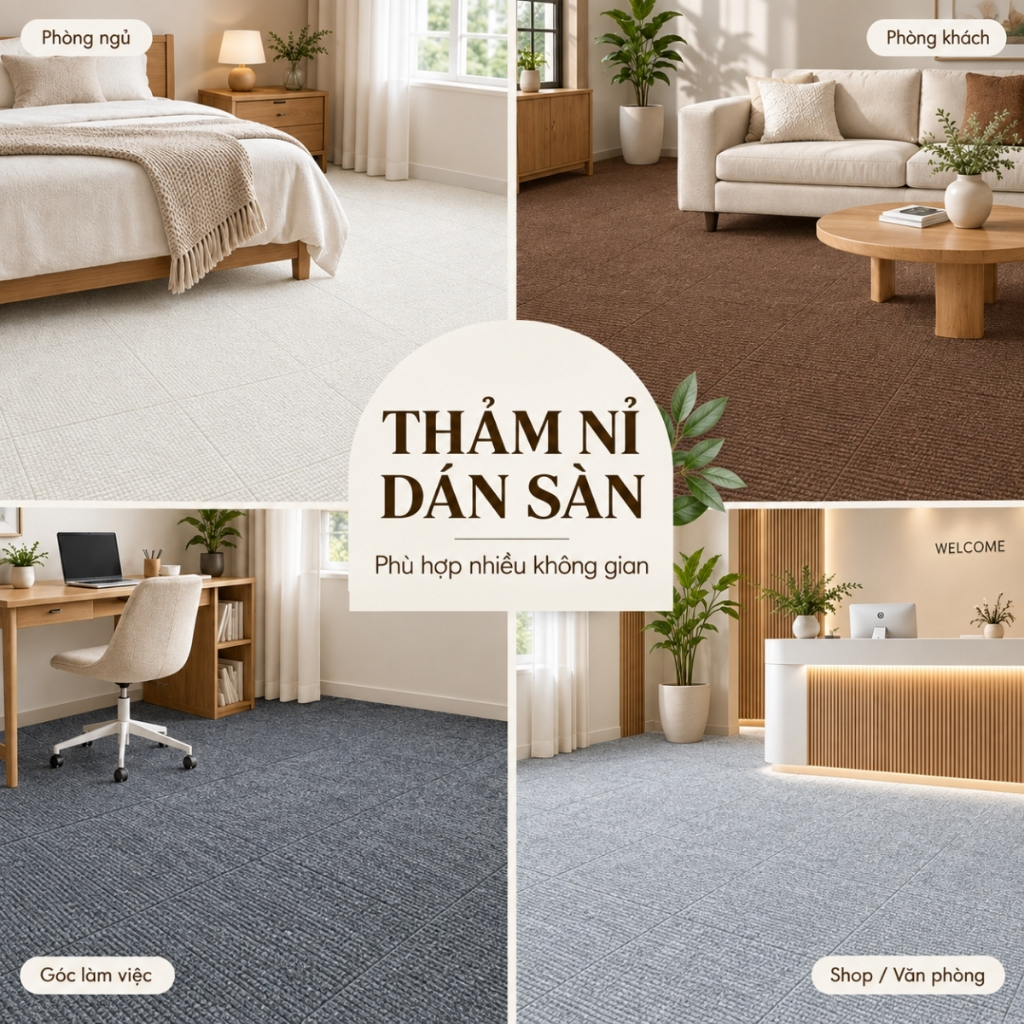 Thảm nỉ dán sàn tự dính 30x30cm dày 4–5mm - ảnh 2