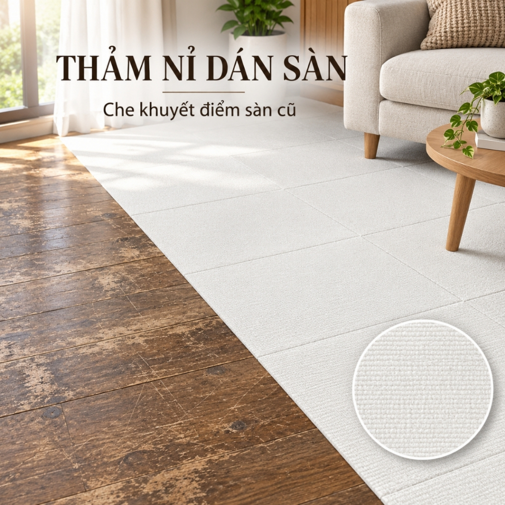 Thảm nỉ dán sàn tự dính 30x30cm dày 4–5mm - ảnh 5