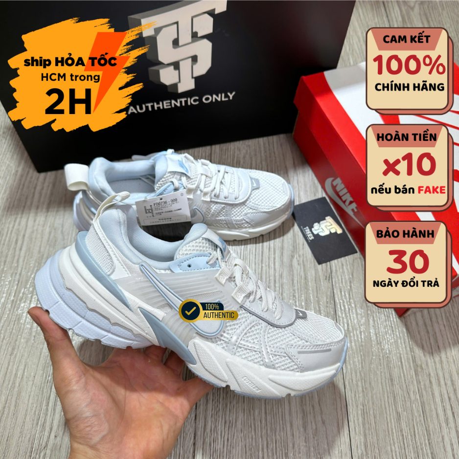 [CHÍNH HÃNG] Giày thể thao nữ xanh trắng V2K RUN PLATINUM TINT WHITE FD0736 009 NEW FULL BOX TAG AUT