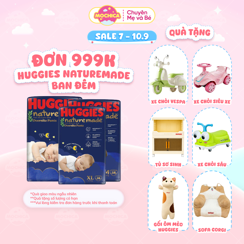 Bỉm Tã Quần ban ĐÊM Huggies Platinum Nature Made đầy đủ size M58/L44/XL38/XXL26_Mochica _Mochica