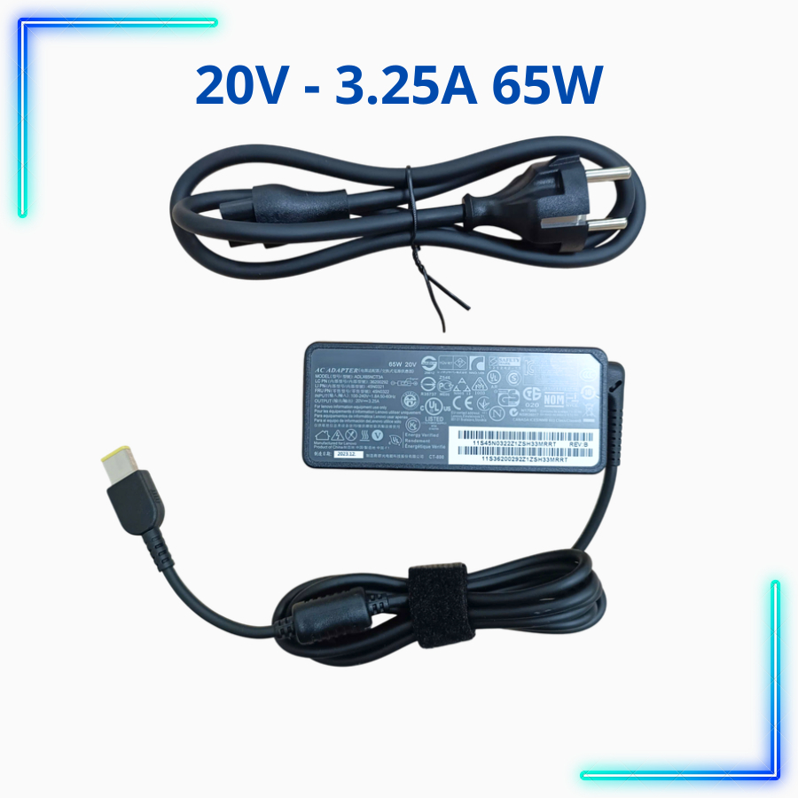 Cục Sạc Laptop Lenovo 20V - 3.25A 65W cho Lenovo ThinkPad Ideapad Yoga Thinkplus - Adapter Lenovo Ne