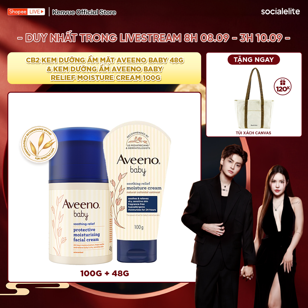 [Lucie x TD] CB2 Kem dưỡng ẩm mặt Aveeno Baby  48g & Kem dưỡng ẩm Aveeno Baby  Relief Moisture Cream