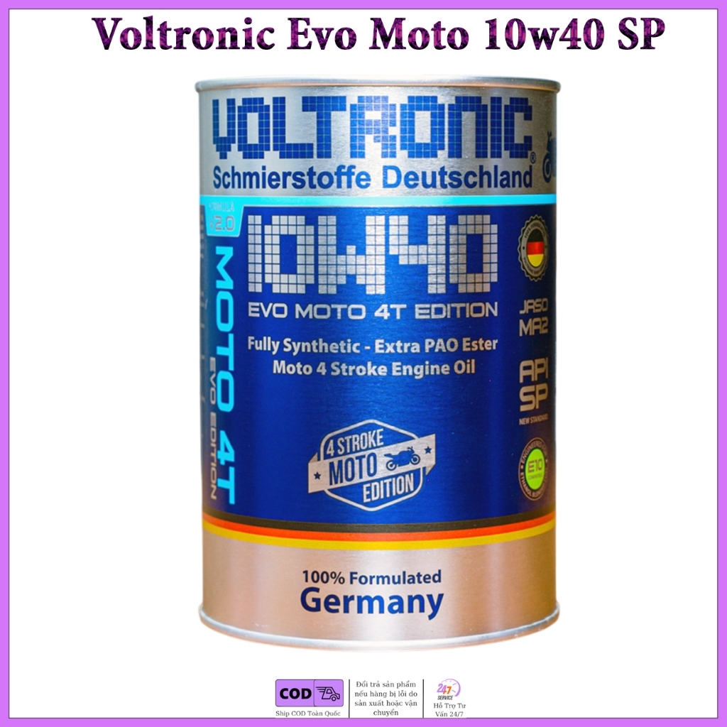 Dầu Nhớt Xe Máy Voltronic Evo Moto 10w40 API SP