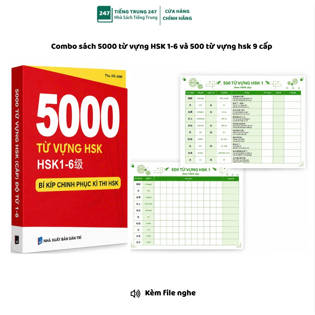 Sách - Combo: 5000 từ vựng tiếng Trung HSK 1-6 và Takenote siêu tốc từ vựng tiếng trung 500 từ HSK1