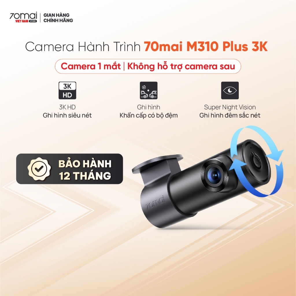 Camera Hành Trình 70mai M310 Plus 3K Phiên Bản Quốc Tế, Ghi Hình 3K HD Ra Lệnh Giọng Nói