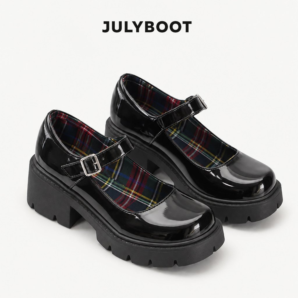 Giày Lolita Sandal Mary Jane Búp Bê Quai Gài Khóa Da Bóng Dày Dặn Cao Cấp Đế cao 6 cm Sandal Nữ Đẹp 