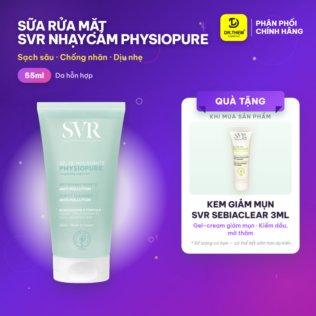 Sữa Rửa Mặt SVR Cho Da Nhạy Cảm - SVR PHYSIOPURE Gelee Moussante Gel Srm 55ml - 200ml- Dr Thêm