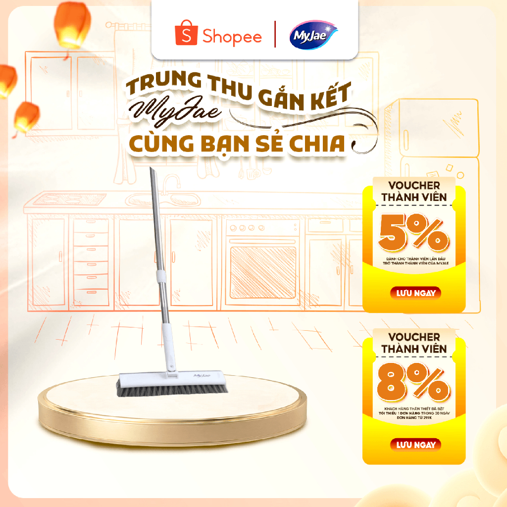 [DAILY LIVE T8] [2 trong 1] Chổi lau sàn MyJae làm sạch hiệu quả - gạt và chà