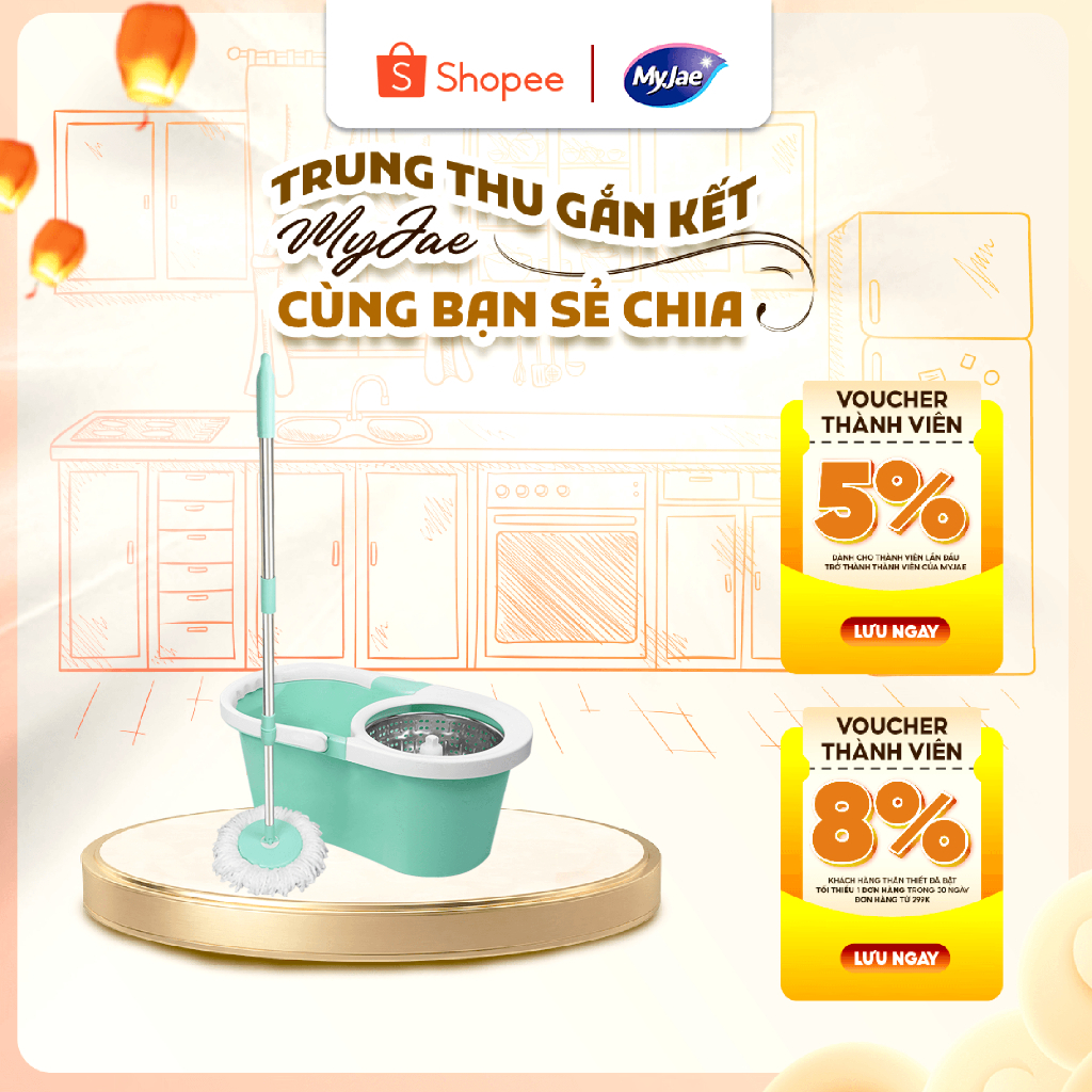 Bộ Lau Nhà MyJae Lau Sạch Nhanh Khô 134cm