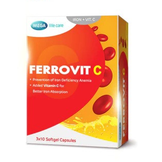 Viên uống giúp hỗ trợ giảm nguy cơ và triệu chứng thiếu máu do thiếu sắt FERROVIT C Mega We Care (Hộ