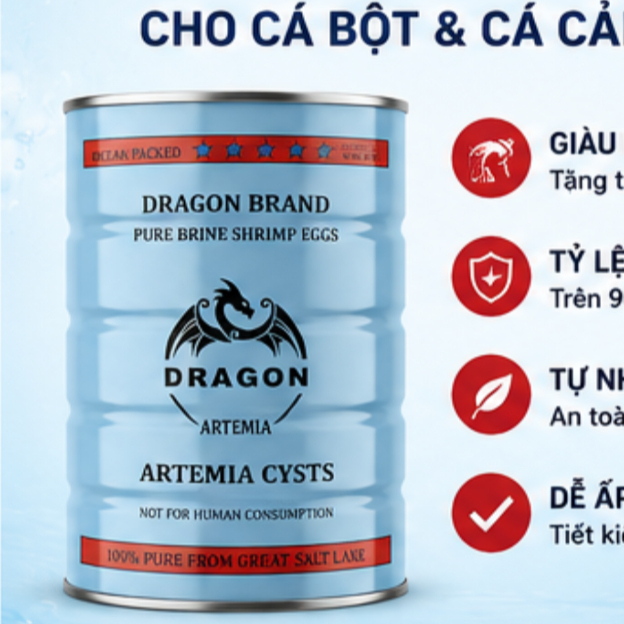Cám Artemia Mỹ Loại 1 - Tỷ Lệ Nở 98% - Con Nhỏ -  Thời Gian Ấp 16-24 giờ - Phù Hợp Cho Tất Cả Dòng C