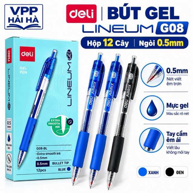 HỘP 12 CÂY _ Bút Gel Deli ARRIX G08 Ngòi 0.5mm