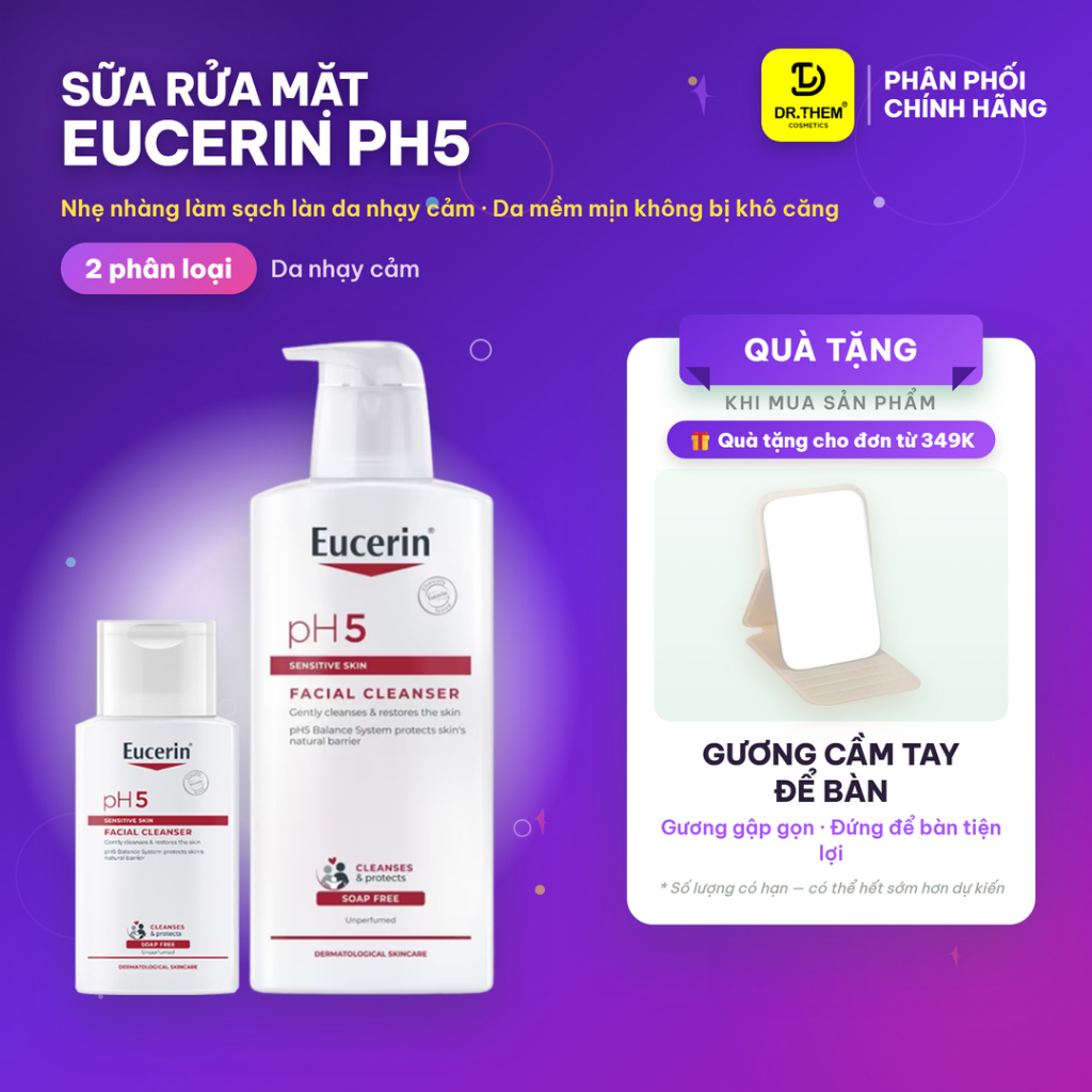 Sữa Rửa Mặt Eucerin PH5 Cho Da Nhạy Cảm 100ml & 400ml - Facial Cleanser Sensitive Skin SRM- Dr Thêm